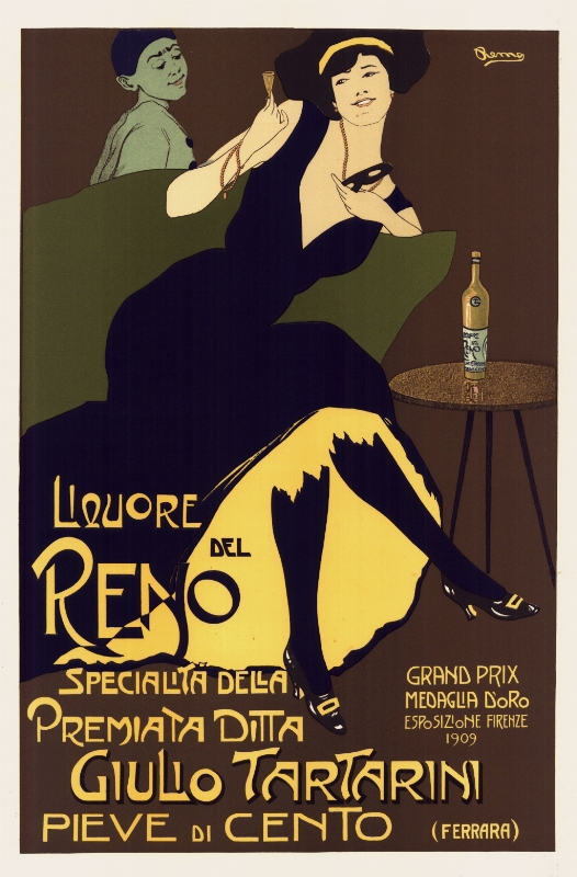LIQUORE DEL RENO. Tirage années 80. Litho