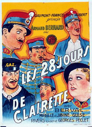 Repro 30x40cm - VINGT-HUIT JOURS DE CLAIRETTE (les) - Belge