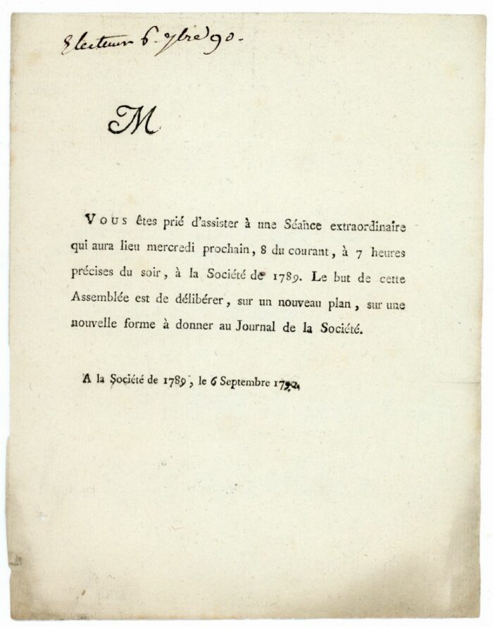 SEANCE DE LA SOCIETE DE 1789