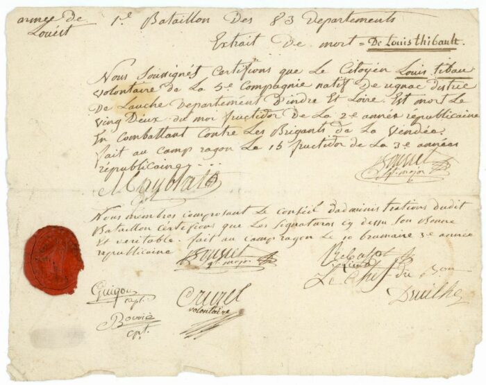 CERTIFICAT DE DECES DE LOUIS THIBAULT