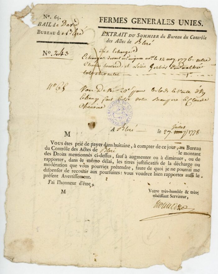 FERMES GENERALES UNIES. AVIS DE PAIEMENT