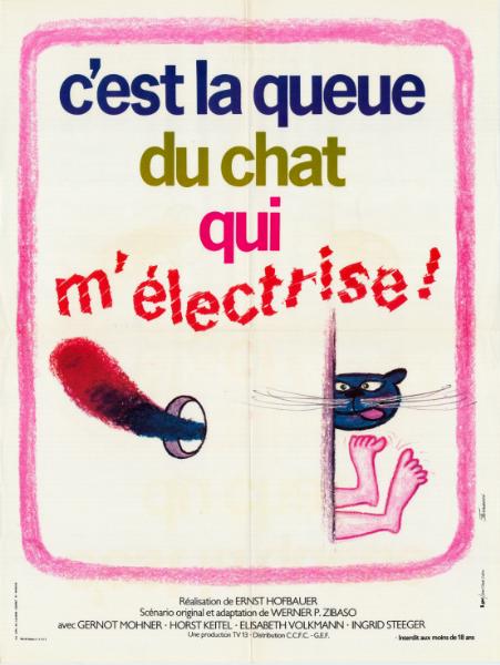 Affiche - C'EST LA QUEUE DU CHAT QUI M'ELECTRISE - 60x80cm