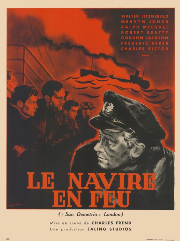 Repro 30x40cm - NAVIRE EN FEU (le) - Française
