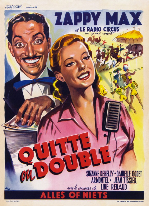 Repro 30x40cm - QUITTE OU DOUBLE - Belge