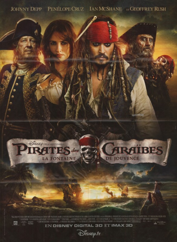 Affiche - PIRATES DES CARAIBES : FONTAINE DE JOUVENCE - 120x160cm