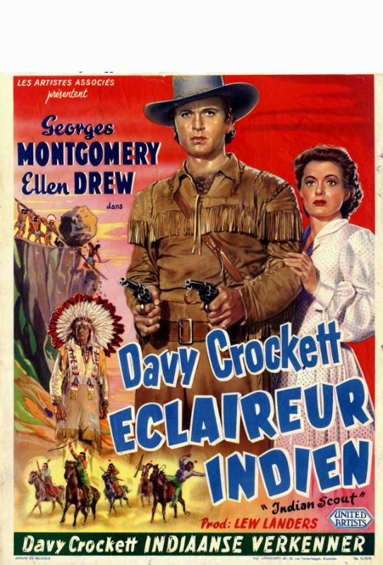Repro 30x40cm - DAVY CROCKETT INDIAN SCOUT - Belge