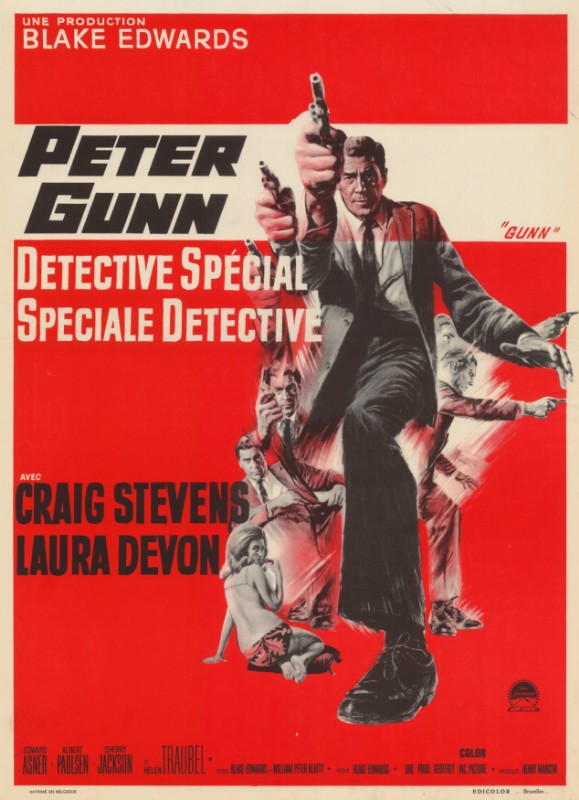 Repro 30x40cm - PETER GUNN DETECTIVE - Belge