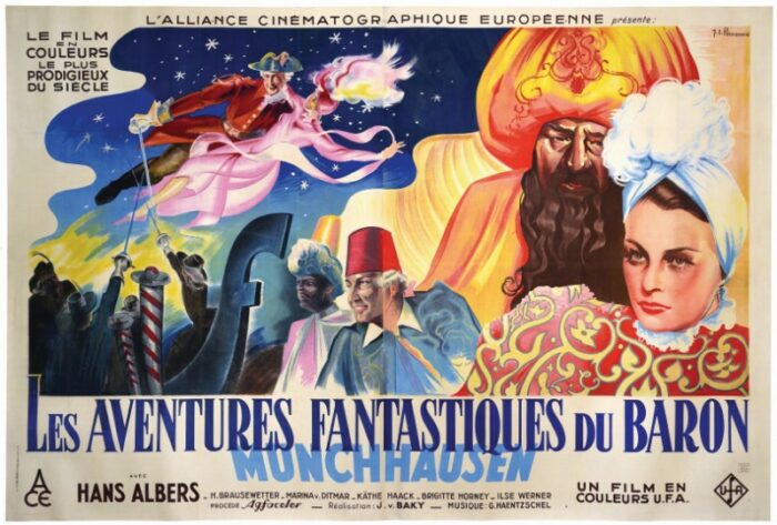 Repro 30x40cm - AVENTURES FANTASTIQUES DU BARON DE MUNCHHAUSEN - Française