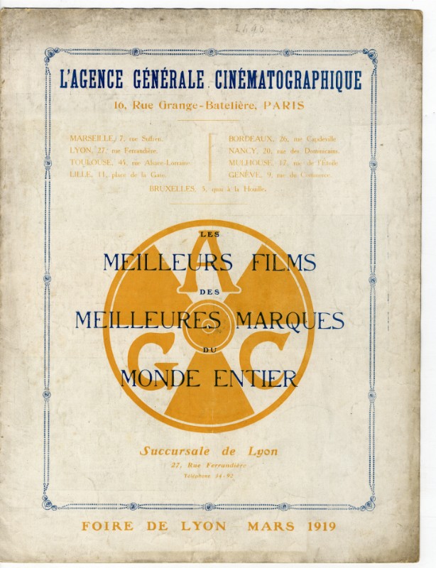 Programme - AGENCE GENERALE CINEMATOGRAPHIQUE - 24x30cm